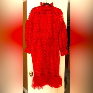 Customized Sheer Red Dress